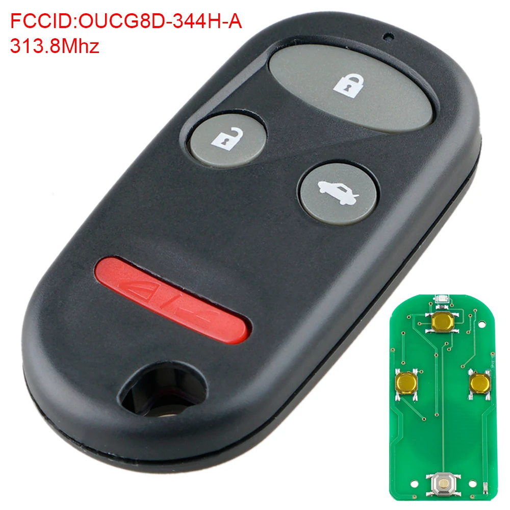 3+1 Buttons 313.8MHz Keyless Entry Car Remote Key Fob OUCG8D-344H-A Fit for 2002 2003 2004 Honda Accord CRV S2000 Civic Odyssey