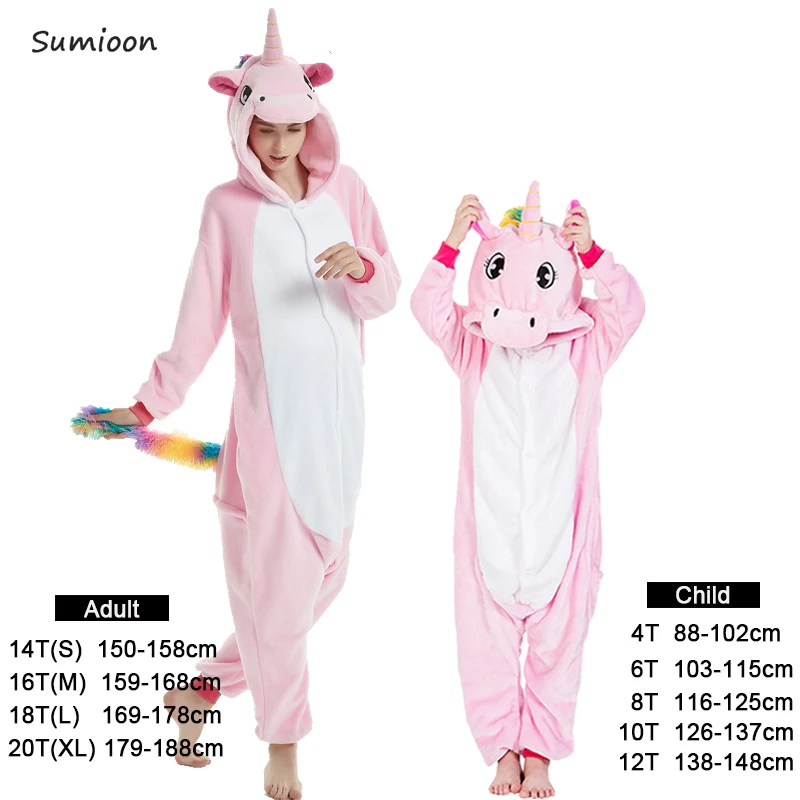 Женские пижамы кигуруми Единорог Одежда для мальчиков и девочек Детский костюм