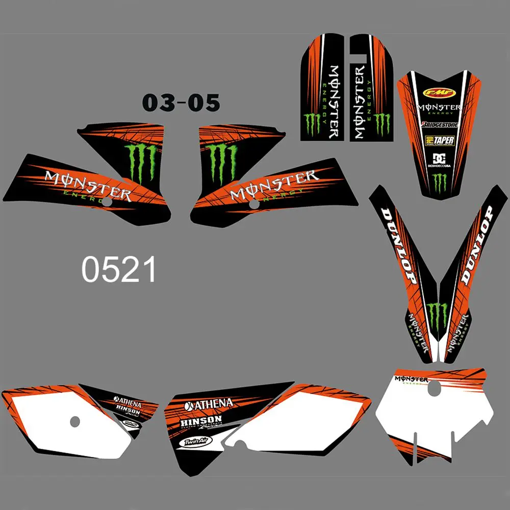 

New Full Graphics Decals Stickers Custom Number Name Glossy Bright Stickers Waterproof for KTM 85 SX SX85 2003 2004 2005