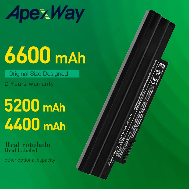 Аккумулятор Apexway 6 ячеек для Acer Aspire One 522 D255 722 AOD255 AOD260 D255E D257 D257E D260 D270 E100 AL10A31 AL10B31 AL10G31