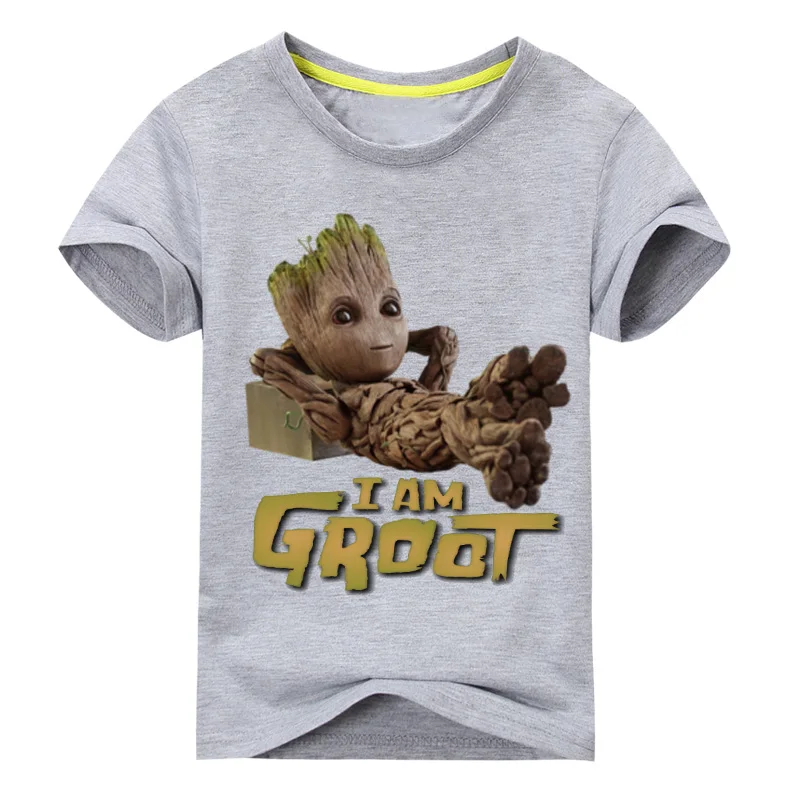 Детская одежда для мальчиков летние детские футболки с надписью "groot" Детские короткий рукав футболки для девочек верхняя одежда для девочек хлопковая футболка футболки для детей топы для девочек