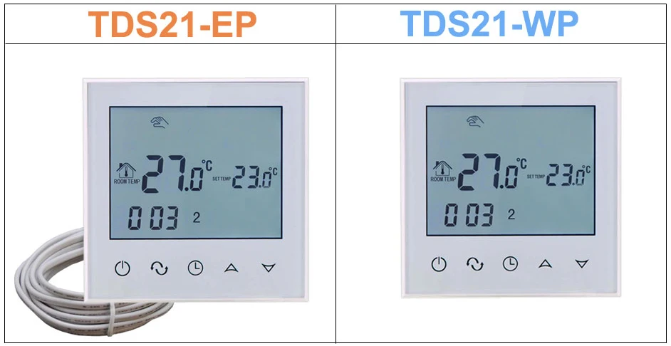 2pcs TDS21-WP цифровой регулятор температуры Еженедельный программируемый для 3А Подогрев воды пол термостат AC200-230V