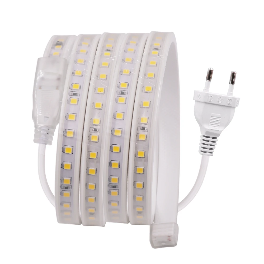 AC220V светодиодные полосы света с IC стабильный постоянный ток SMD4040 100 светодиодный s/M водонепроницаемая лента со светодиодными лампами с вилкой ЕС гибкая светодиодная лента
