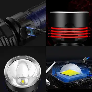 

P70/L2 3Modes Bright Light LED Flashlight Outdoor USB Rechargeable IPX4 Waterproof 22650 for Camping Hunting Torch Portable