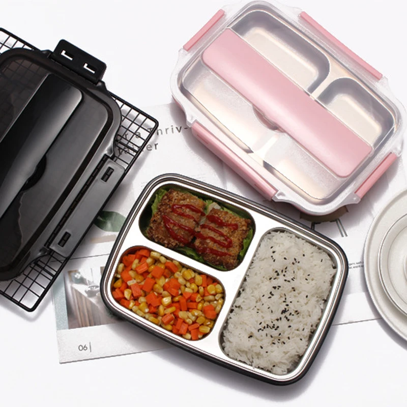 3 отсека контейнер для еды из нержавеющей стали для хранения Bento Ланч-бокс для студентов детский Ланч-бокс микроволновая посуда Loncheras