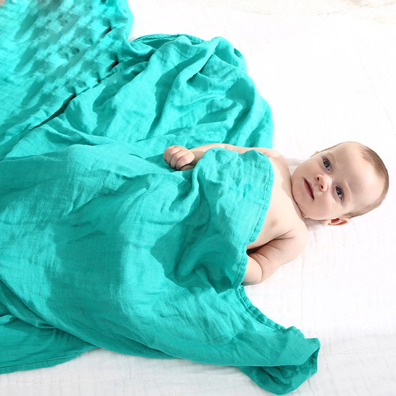 AAG Solid Color Bamboo Muslin Baby Blanket For Newborns Bath Towl Swaddle Blankets Wrap Infant Baby Nursing Breadfeeding Cover