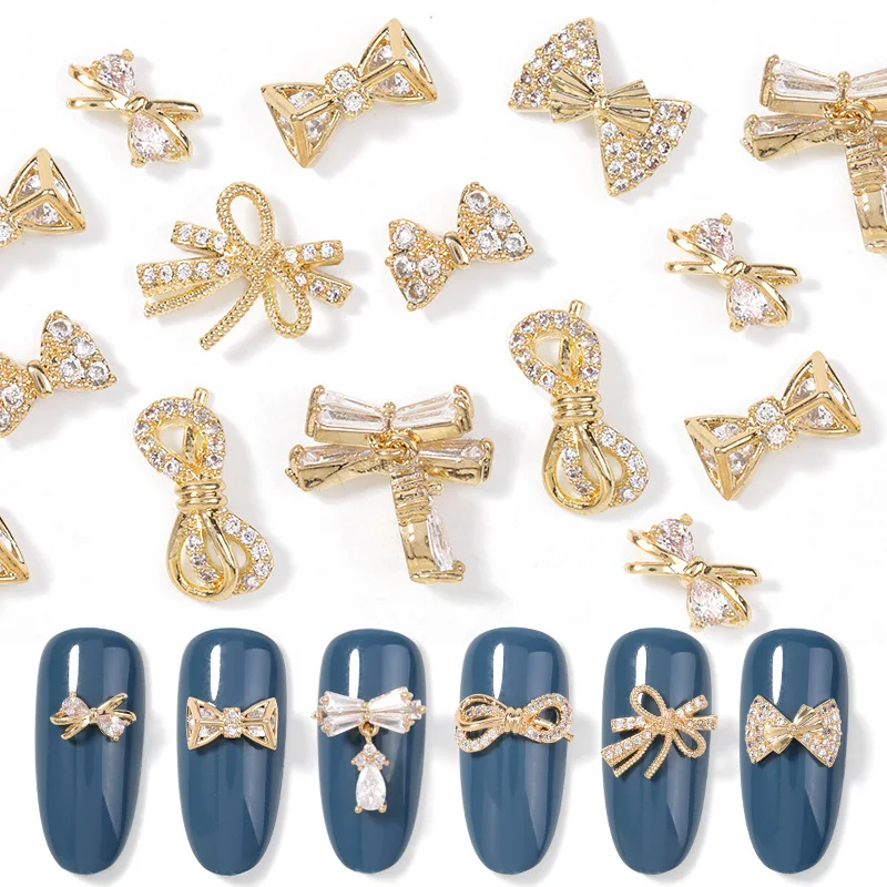 

2Pieces 3D Metal Zircon Nail Art Jewelry Japanese Pearl Pendant Decorations Top Quality Crystal Manicure Diamond Charms