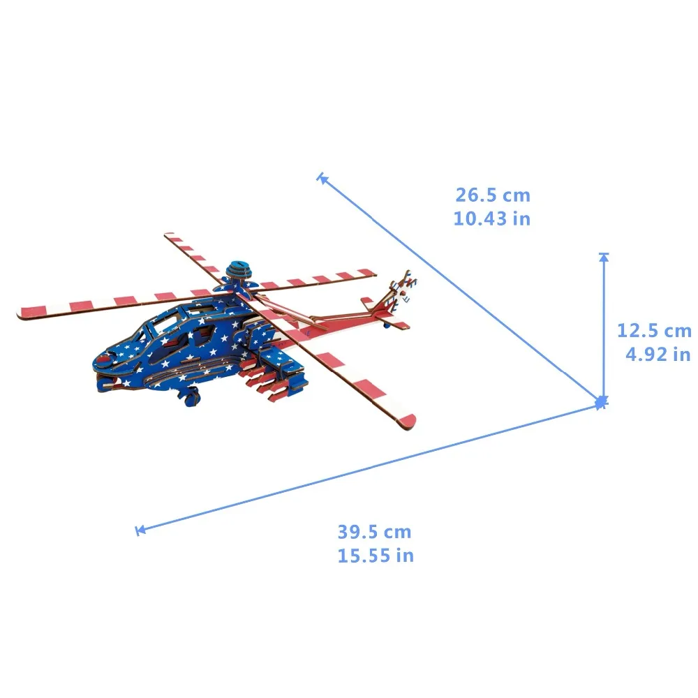 Apache с флагом DIY 3D деревянные головоломки деревянные ремесла набор для сборки резка деревянные игрушки для Рождественский подарок 3184