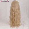 SHANGKE Blonde longue ondulée femmes perruque perruques synthétiques avec frange résistant à la chaleur Cosplay perruque pour les femmes afro-américaine ► Photo 2/6