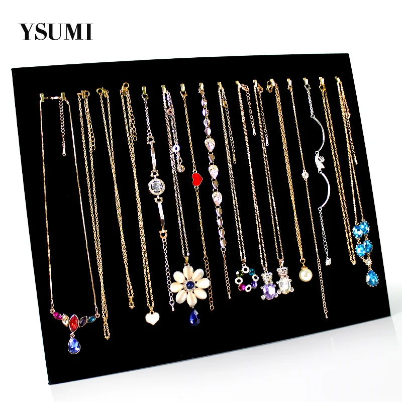 

YSUMI quality Velvet 17 Hooks Necklace Pendant Bracelet Jewelry Display Stand Women Storage Jewelry Rack Board Organizer Stand