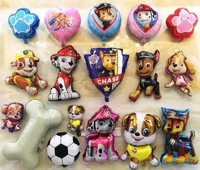 Pegatinas de pared de la patrulla canina para niños, Globos de cumpleaños, decoración para temática de fiesta, juguetes clásicos, Helio de aire