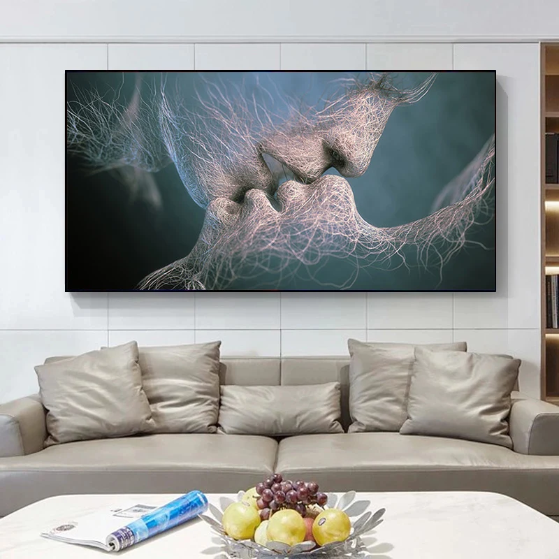 Abstract Hd Love Kiss Canvas Painting Poster And Prints Modern Wall Art