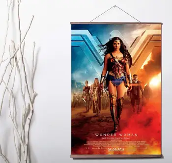 

More Style Wonder Woman Movie Art Canvas poster decoration painting with solid wood hanging scroll