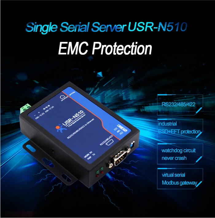 USR-N510 RS232/RS485/RS422 один последовательный конвертер Ethernet