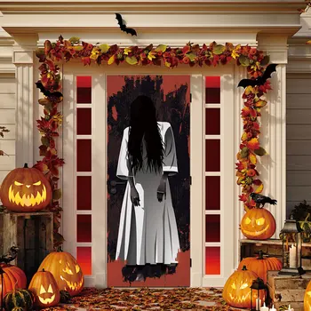 

Halloween Horror Scary Door Sticker Female Ghost Creative 3d Door Sticker Holiday Party Team Home Decor Wall Sticker