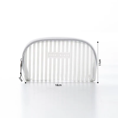 white S Прозрачная полосатая косметичка, 1 шт., Прозрачная женская косметичка, органайзер для путешествий, набор туалетных принадлежностей kosmetyczka, Прямая поставка - Цвет: white S