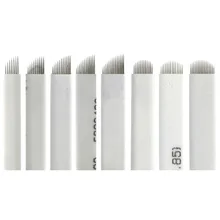 50 шт./лот мануального татуажа бровей Иглы 14 контакты для ручка для микроблейдинга Перманентный макияж бровей ручка для тату