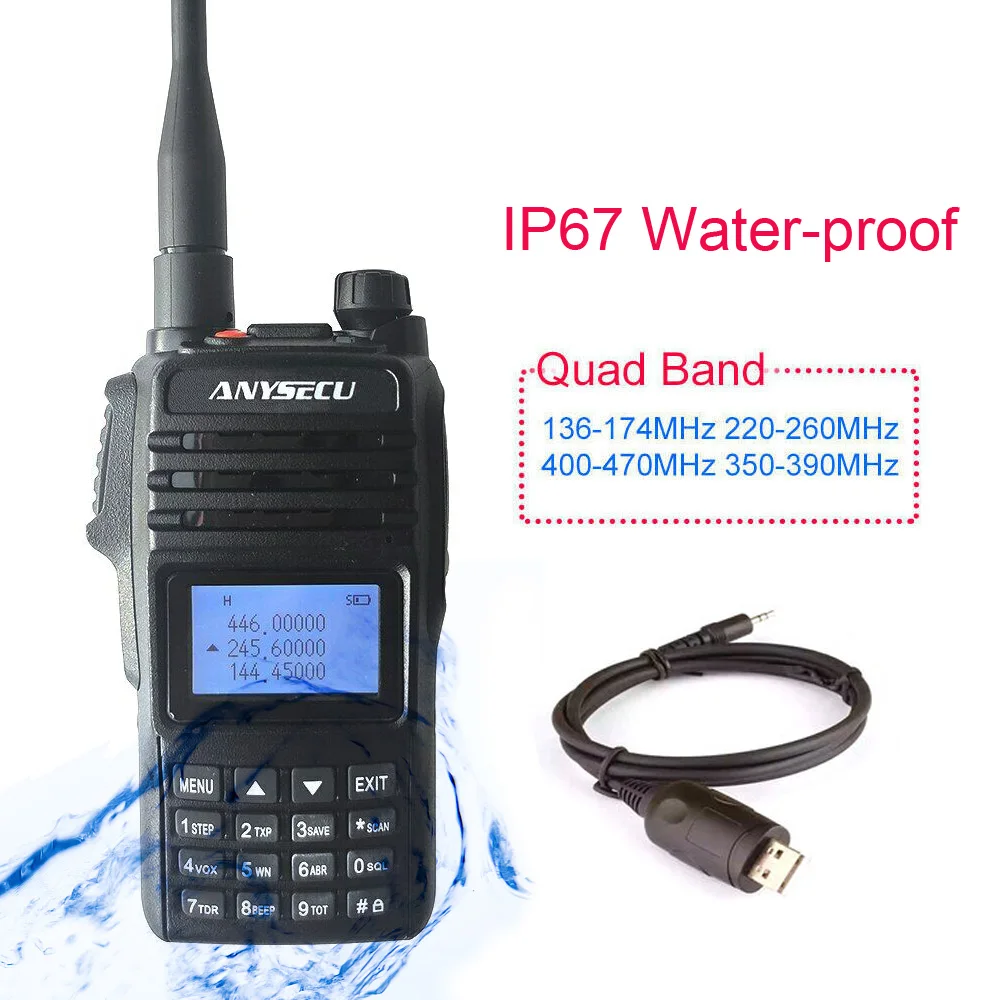 New IP67 Waterproof ANYSECU WP-68 Quad Band 136-174MHz 240-260MHz 330-390MHz 400-520MHz Handheld Ham Radio | Мобильные телефоны и