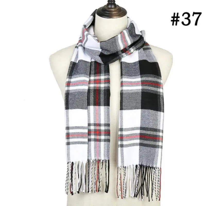 Клетчатый зимний шарф женский тёплый платок одноцветные шарфы модные шарфы на каждый день кашемировые шарфы - Цвет: 33