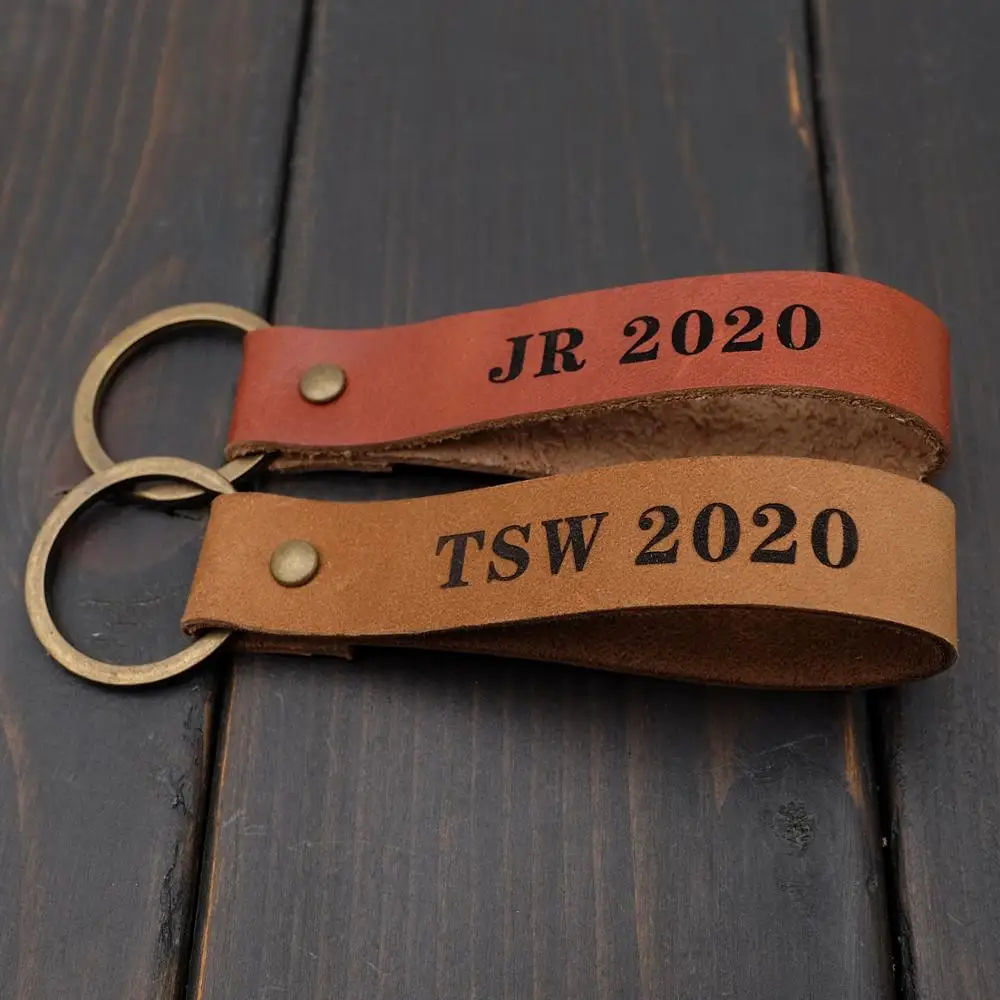

Personalized Leather Keychain Custom Leather Keyring Monogrammed Leather Keychain Anniversary Gift 2020 Graduation Keychain