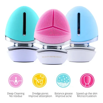 

Silicone Electric Facial Cleansing Brush Microcurrent Washing Face Brush EMS Vibration cleanser Beauty Care Tool face Massager