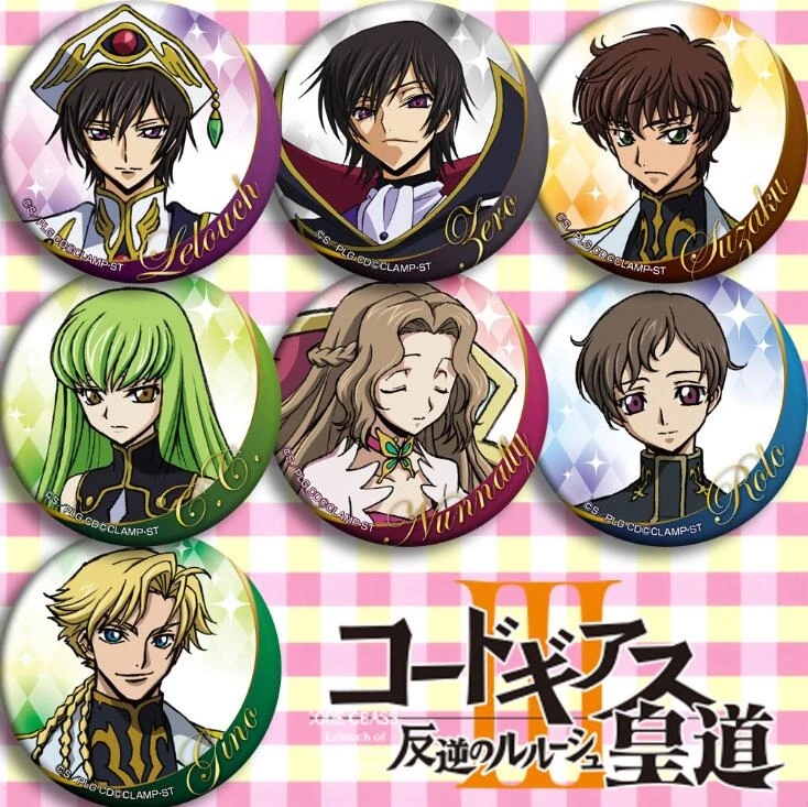7pcs 1lot Anime Code Geass Lelouch C C Rolo Figure 4957 Badges Round Brooch Pin Gifts Kids Toy Action Figures Aliexpress