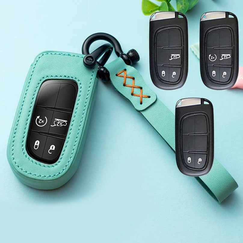 A - Green Высокое качество кожаный чехол для ключей Jeep Grand Cherokee Компас Патриот Dodge Journey Chrysler 300C - Название цвета: A - Green