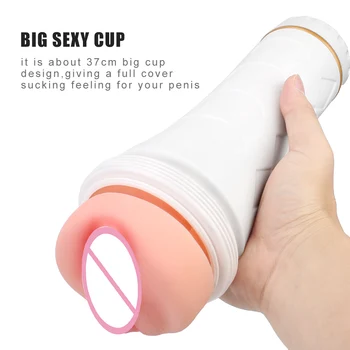 Big Male Masturbation Cup Penis Pump Sex Machine Erotic Sexy Flashlight Shape Vagina Real Pussy Sex Toys For Men Aircraft Cup 4