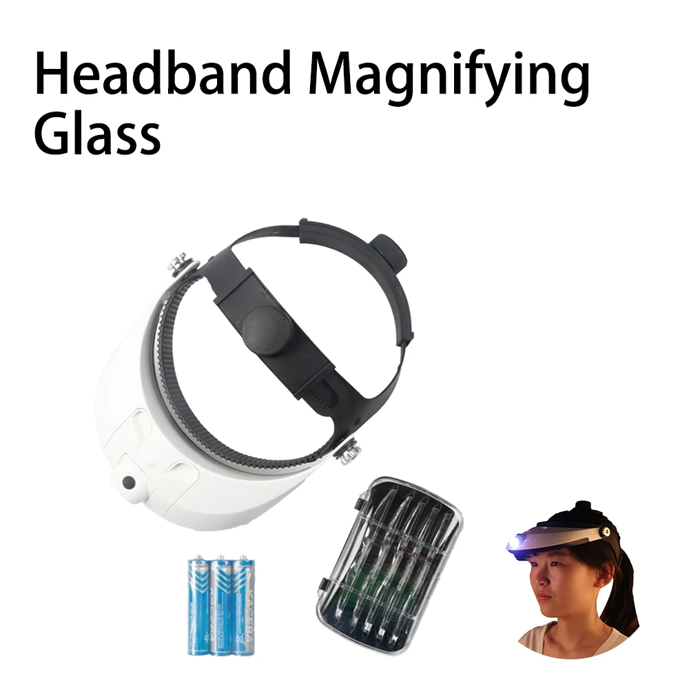 

Headband Magnifying Glass With Led Lamp Magnifier For Beekeeping Equipment 1.0-6.0X Multiple Magnification Mirror With 5 Lens
