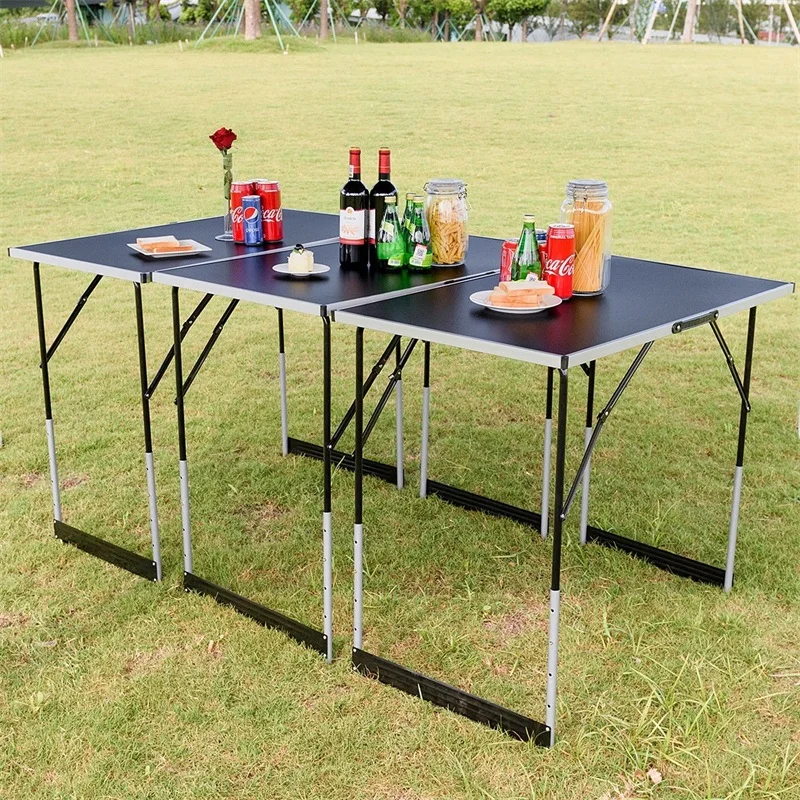 

3 pcs Folding Height Adjustable Camping Picnic Table Set Durable Steel Construction Folding Table Lightweight Easy CarryOP3557