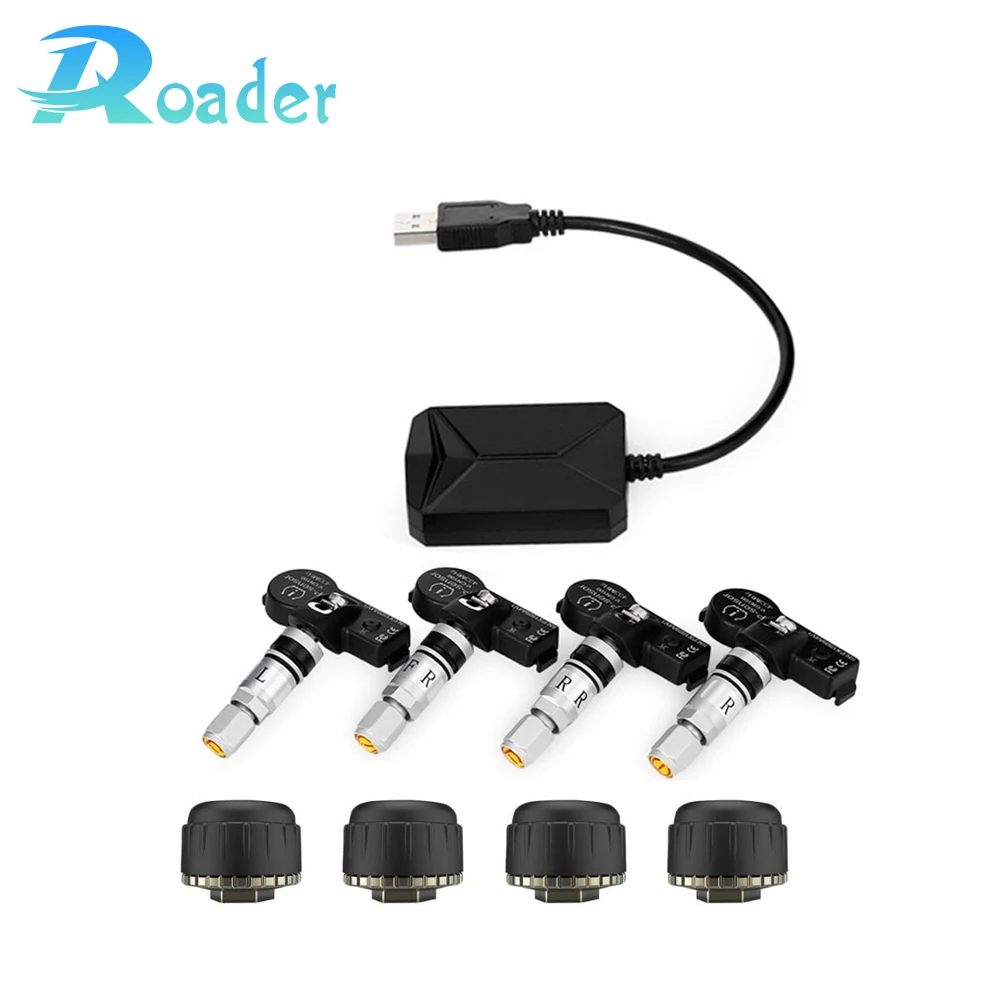 Монитор давления в шинах Roader USB TPMS/Android навигатор для контроля шинах/с четырьмя