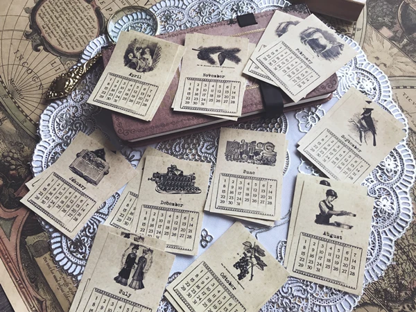 24Pcs/Bag Vintage Calendar Sticker DIY Craft Scrapbooking Album Junk Journal Planner Decorative Stickers