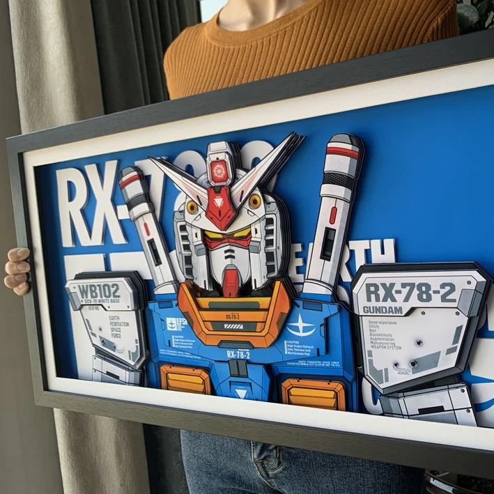 

GUNDAM rx782 paper art three-dimensional decorative painting up to handmade paper art model anime fans layered personalized