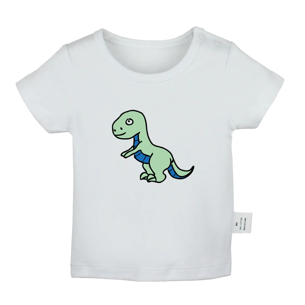 Милые футболки с динозавром из мультфильма «T-Rex»; модные популярные футболки для новорожденных; однотонные футболки с короткими рукавами для малышей