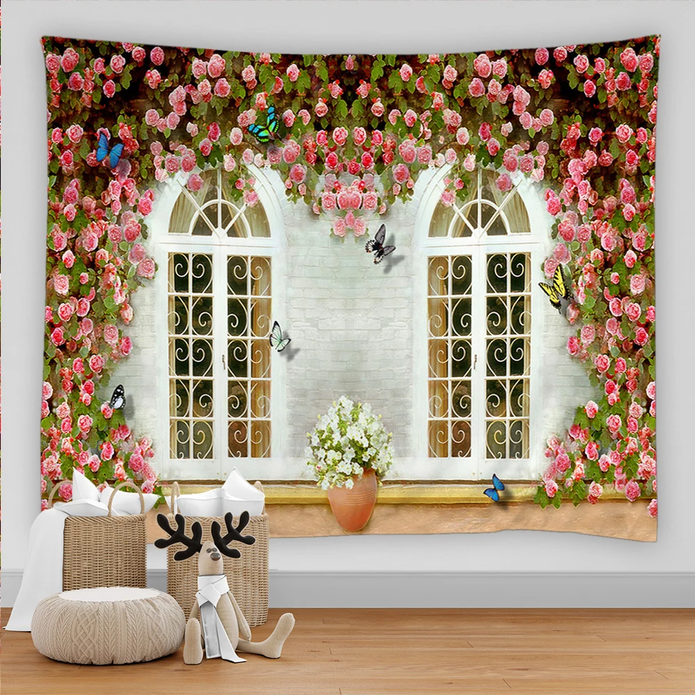 unique wall art  rose butterlfy wall hanging tapestry 