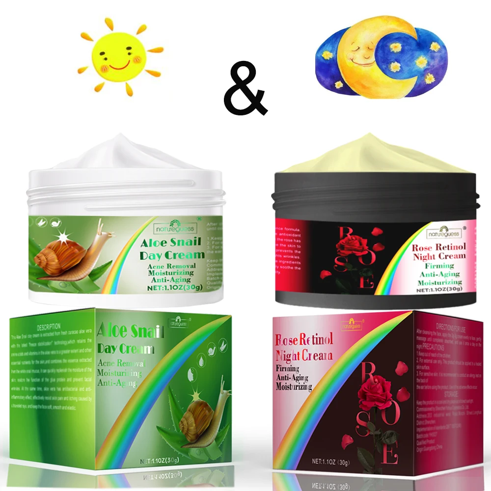 Face Retinol Snail Aloe Anti-Wrinkle Whitening Moisturizing Facial Day Night Cream Skin Care Korean Cosmetics