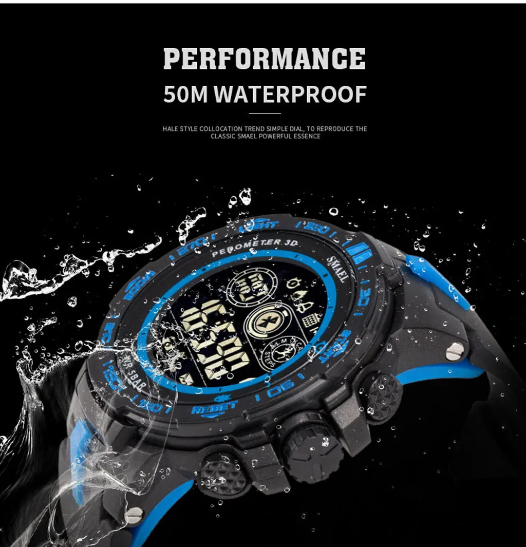 Мужские bluetooth шагомер цифровые часы reloj inteligente hombre водонепроницаемые спортивные часы SMAEL 8012 часы смарт CN
