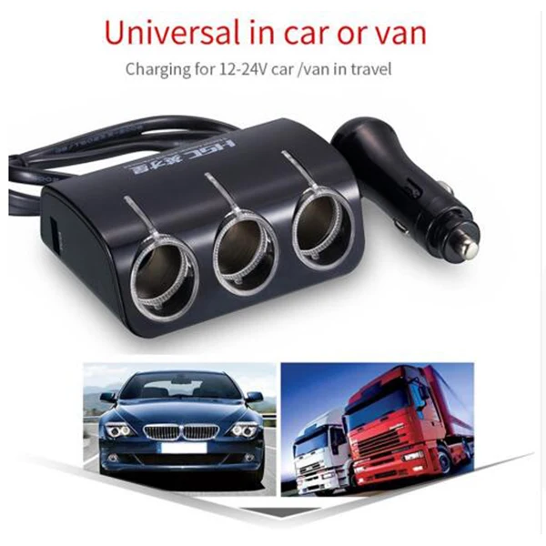 FFYY-HSC multifunction 120W 2 USB port car with one to three cigarette lighter socket car charger adapter