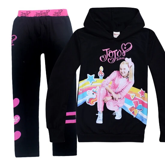 color at picture От 3 до 12 лет JOJO Siwa/комплект для маленьких девочек, осенне-весенняя куртка, пальто+ леггинсы, штаны костюм для девочек, спортивный костюм, подарок на день рождения - Цвет: color at picture