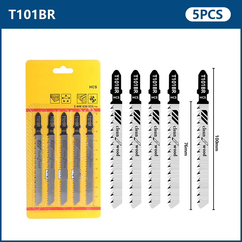지그 톱 블레이드 5pcs T101BR 직소 블레이드 세트 T 생크 목재 목공 절단 도구 용 모듬 톱 블레이드