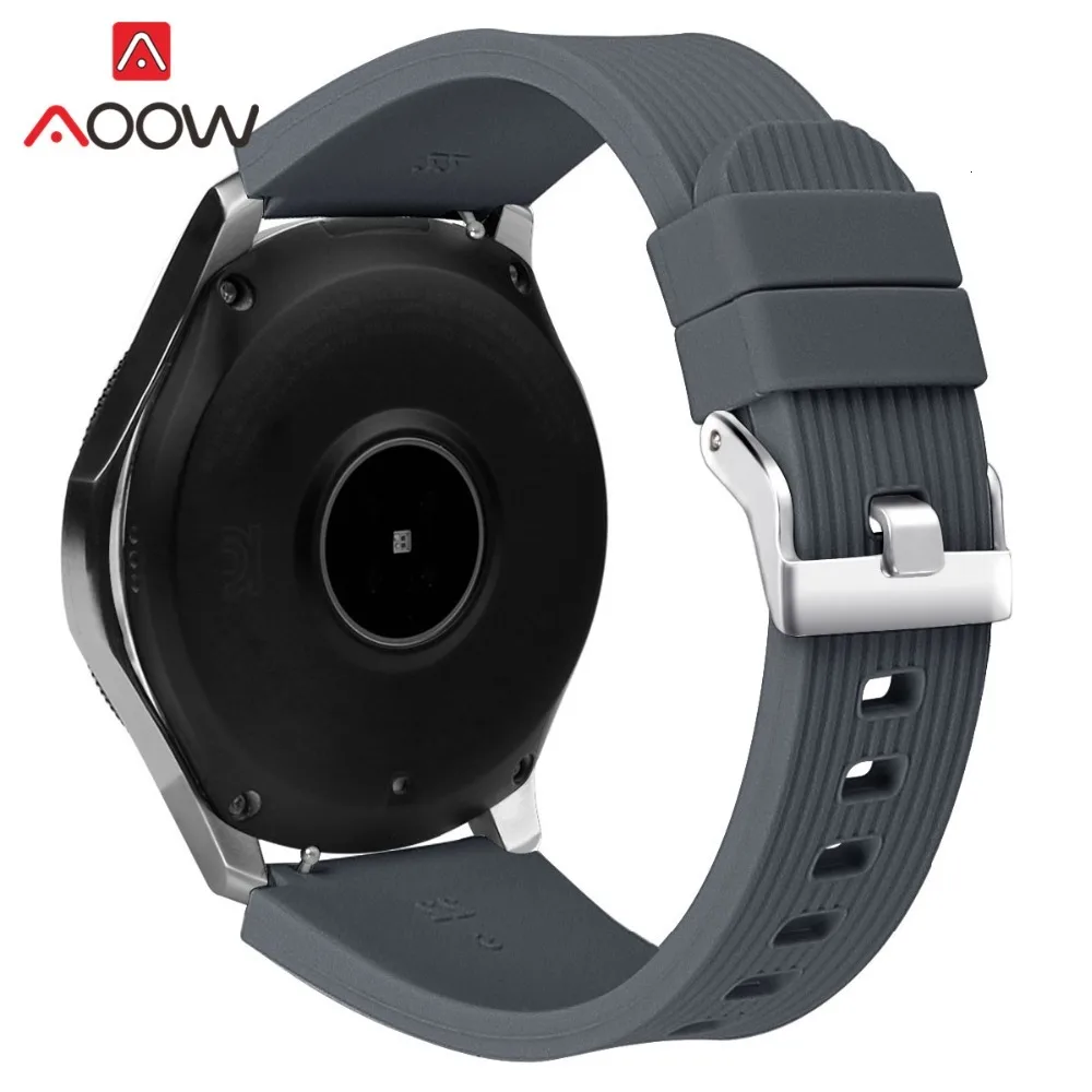 22 мм силиконовый ремешок для часов samsung Galaxy Watch 46 мм версия SM-R800 полосатый резиновый сменный Браслет ремешок серебристый