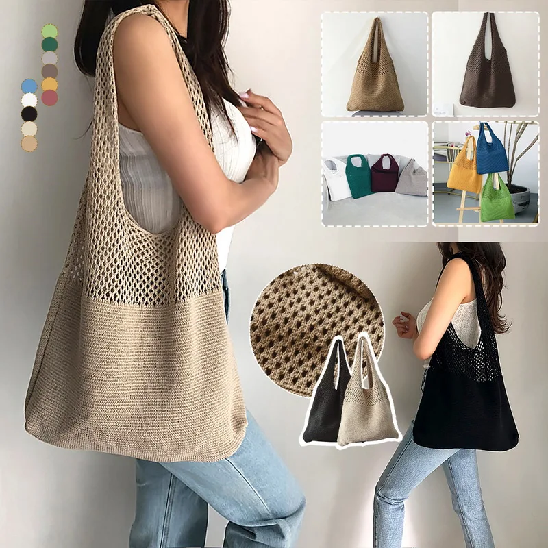 Woven Womens Shoulder Bags Ladies Designer Knitted Braid Handbags Tote Summer Beach Party Bag Purses Shopper Sac Satchel Female