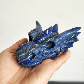 

Crystal Skull Natural Stone Lapis Lazuli Carving Dragon Skull