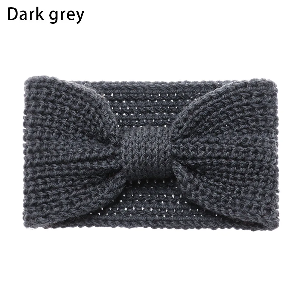 Type 06-Dark Grey 1 шт., женские плюшевые повязки на голову из искусственного бархата, теплые вязаные повязки на голову с перекрестными узорами, женские вязаные повязки на голову, аксессуары для осени и зимы - Цвет: Type 06-Dark Grey