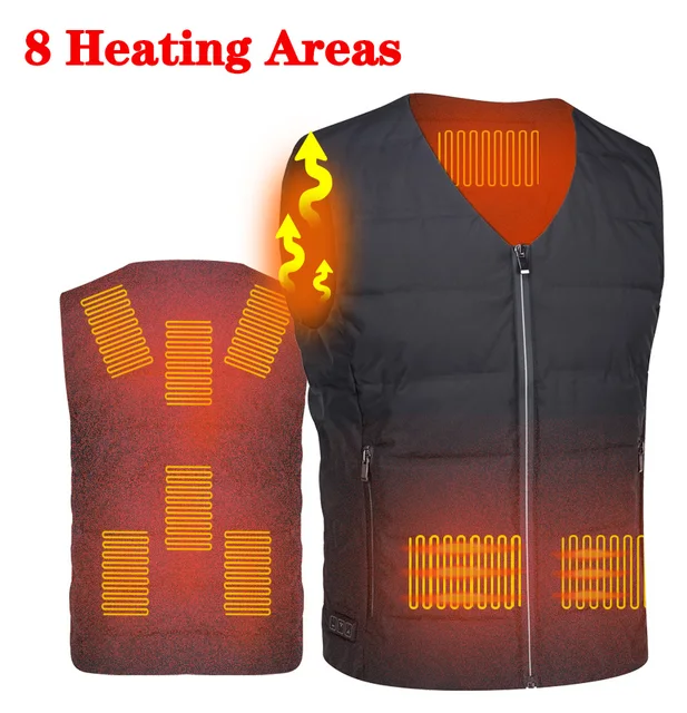 Men Jacket heated Winter womens Warm vest Electric Thermal Waistcoat Fish Hiking Outdoor camping Infrared USB Heated vest Jacket 8 Areas heated