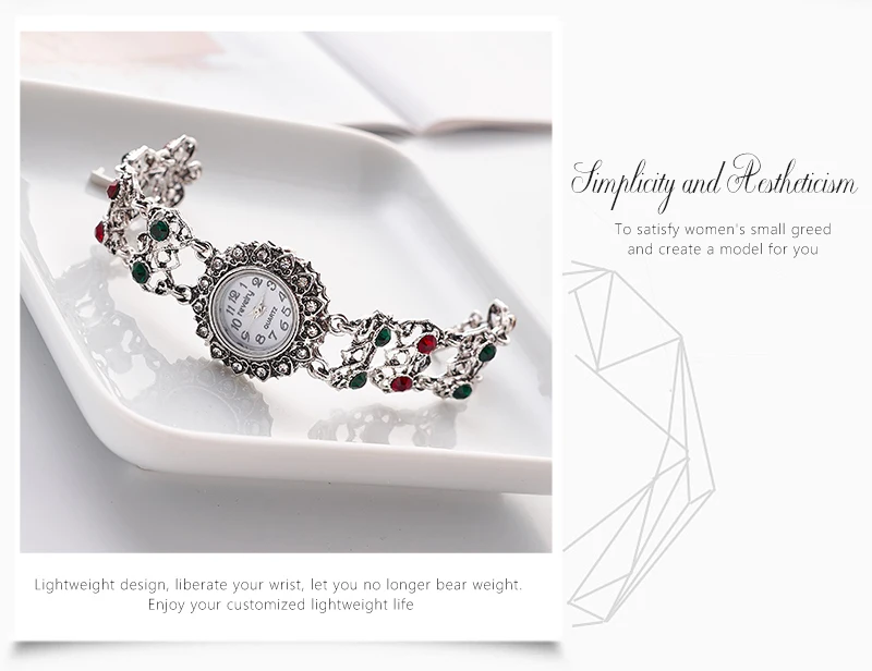 Luxury Brand Ladies Watches Women Antique Silver Bracelet Watch Fashion Casual Female Wristwatch Rhinestone Simple Jewelry