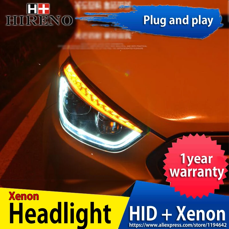 Автомобильный Стильный чехол на голову для hyundai IX35 фары 2010-2013 светодиодный IX35 Tuscon фары DRL Объектив Двойной Луч Биксенон HID
