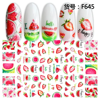 

Hello Summer Nail Decals Stickers Strawberry Watermelon Lemon Nail Sliders Decals Adhesive Transfer Foils Nail Art Decorations