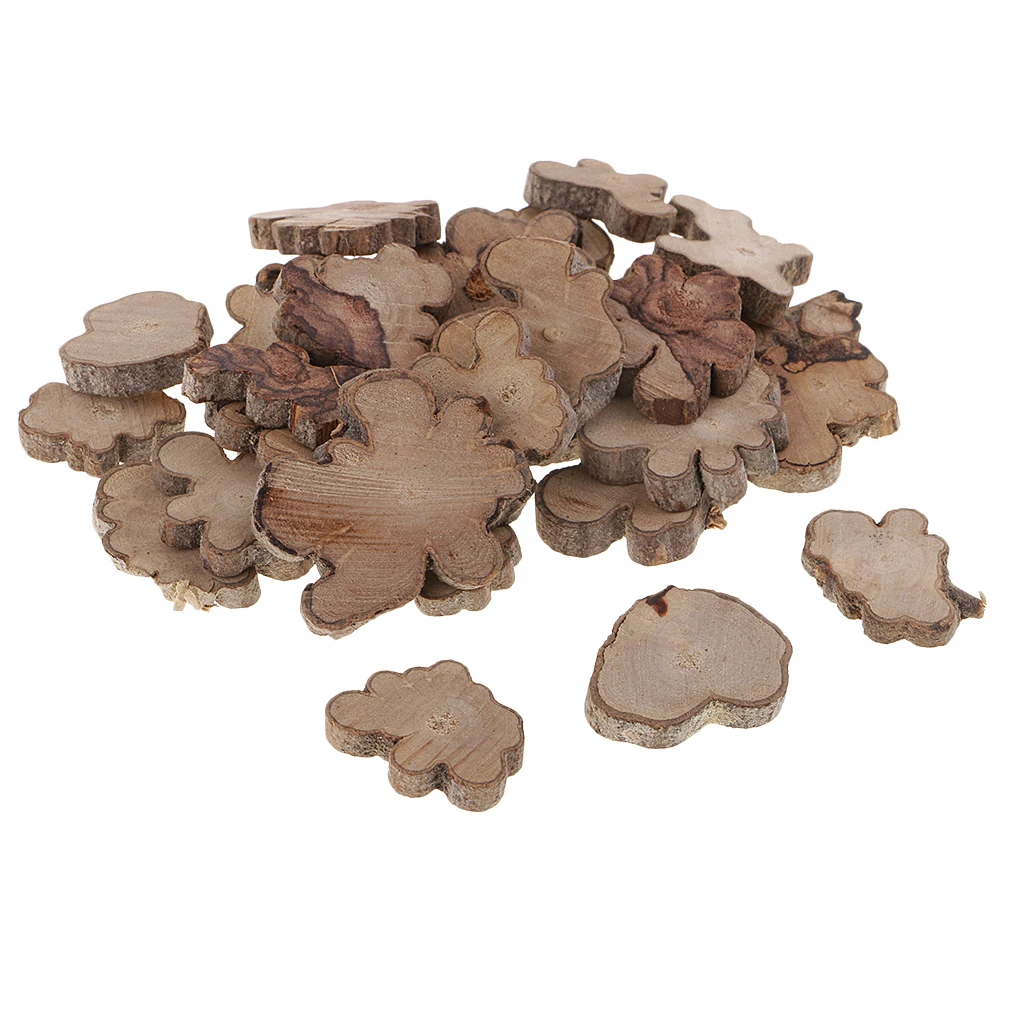 Mini Wood Slices, Round Birch Slabs, Rustic Tree Bark Slice, Natural Cut,