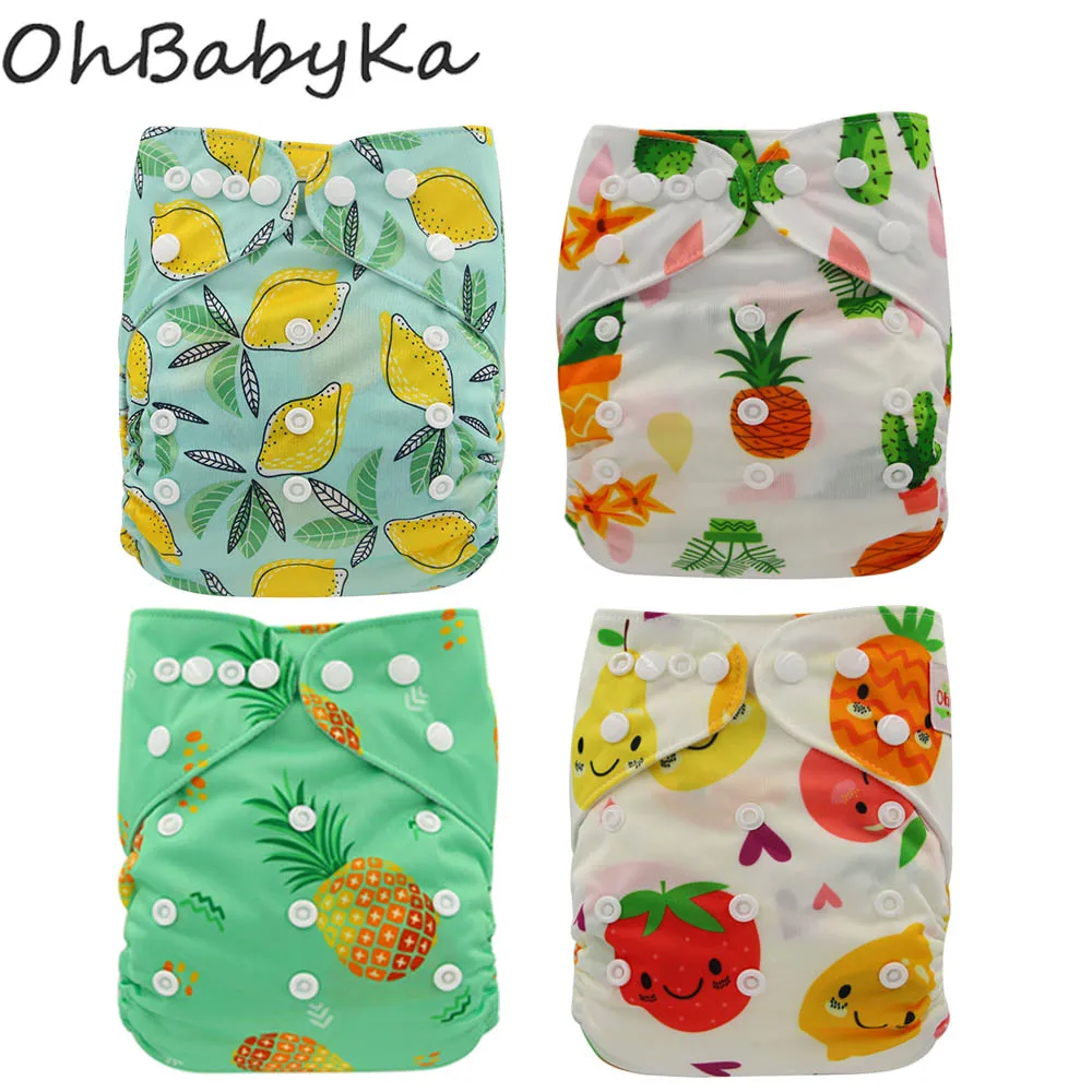 Ohbabyka 4 шт./компл. моющиеся тканевые подгузники; регулируемый пеленки Многоразовые подгузники из ткани, на Возраст 3-15 кг детские тканевые подгузники, пелёнки - Цвет: 23